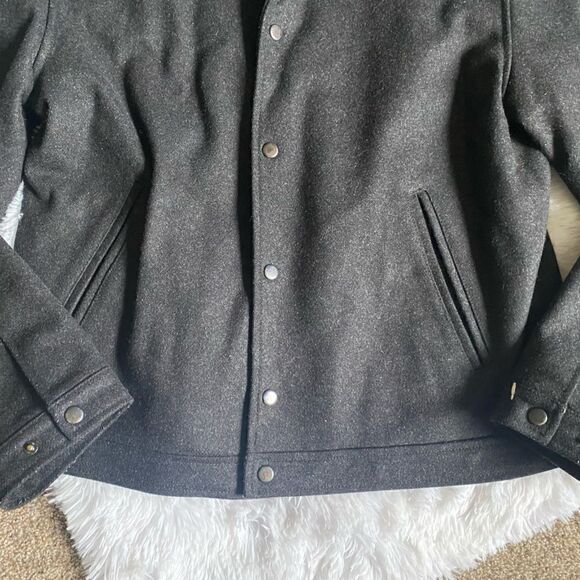 J Crew Coat Snap Down Wool Nylon Winter Lined Pockets Professional Mens Sz Large - Picture 3 of 11